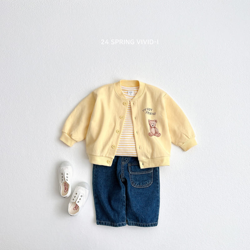 Vivid I - Korean Children Fashion - #toddlerclothing - 24 ST Bear Embroidery Single Tee - 9