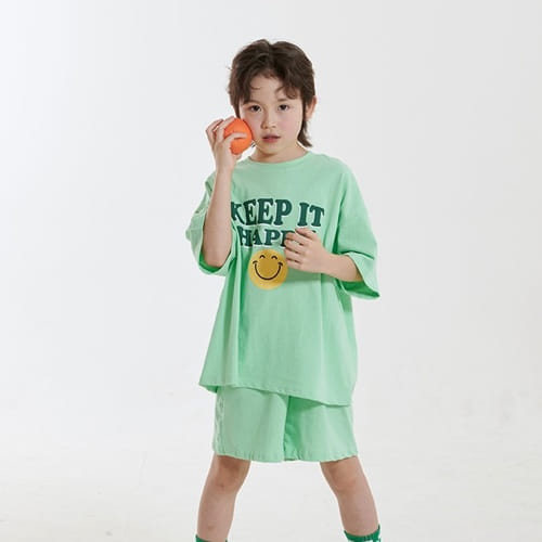 Whitesketchbook - Korean Children Fashion - #childofig - Happy Smile Short Sleeve Top Bottom Set