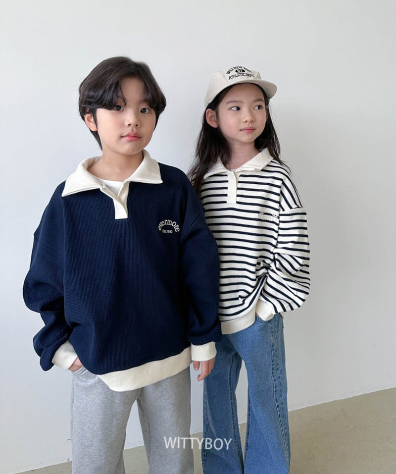 Witty Boy - Korean Children Fashion - #kidsstore - Waffle Collar Sweatshirt - 4