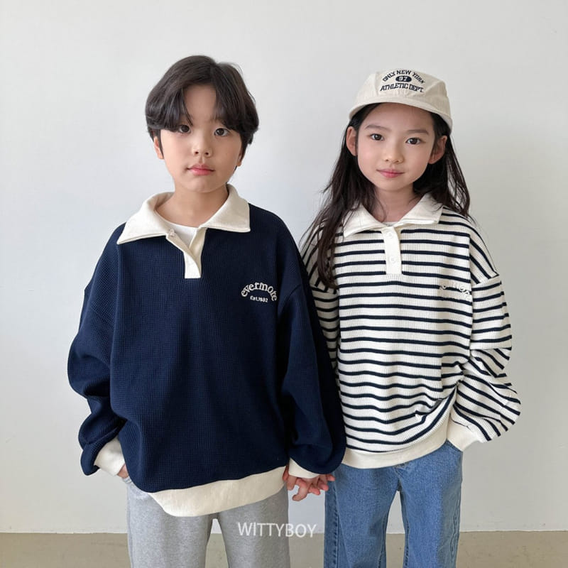 Witty Boy - Korean Children Fashion - #prettylittlegirls - Waffle Collar Sweatshirt - 9