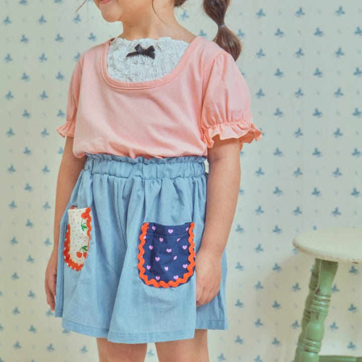 1St Blue - Korean Children Fashion - #kidzfashiontrend - Heji Dneim Skirt Pants - 4