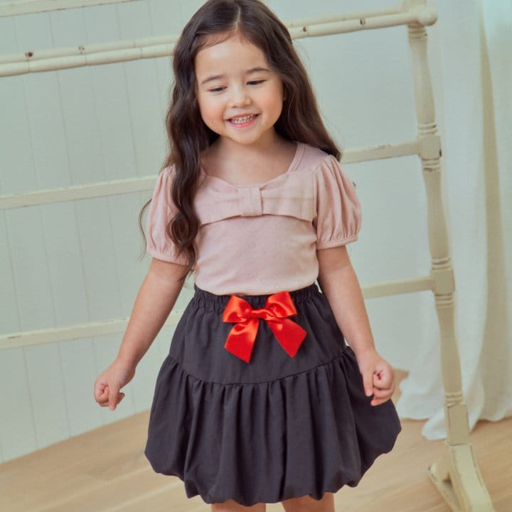 1St Blue - Korean Children Fashion - #childofig - Ribbon Eyelet Tee  - 7
