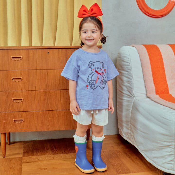 1St Blue - Korean Children Fashion - #designkidswear - Ribbon Bear Tee - 3