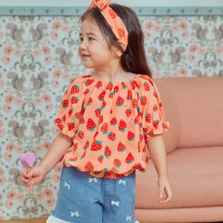 1St Blue - Korean Children Fashion - #discoveringself - Strawberry Puff Tee  - 5