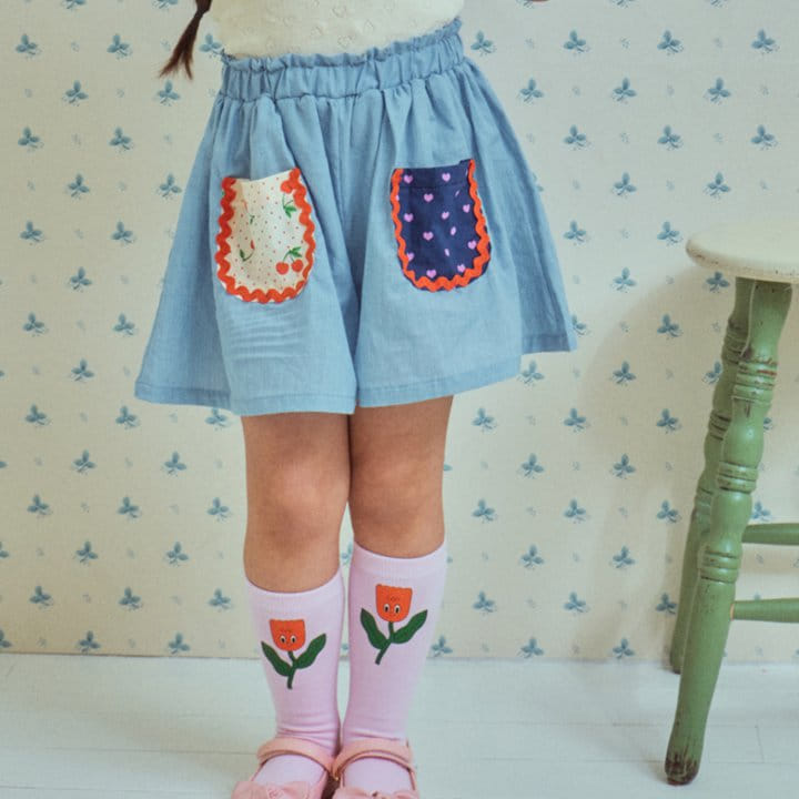 1St Blue - Korean Children Fashion - #kidsshorts - Heji Dneim Skirt Pants