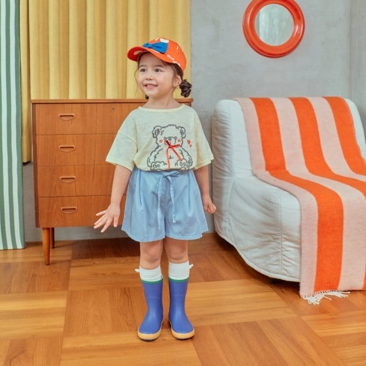 1St Blue - Korean Children Fashion - #kidsshorts - Ribbon Bear Tee - 6