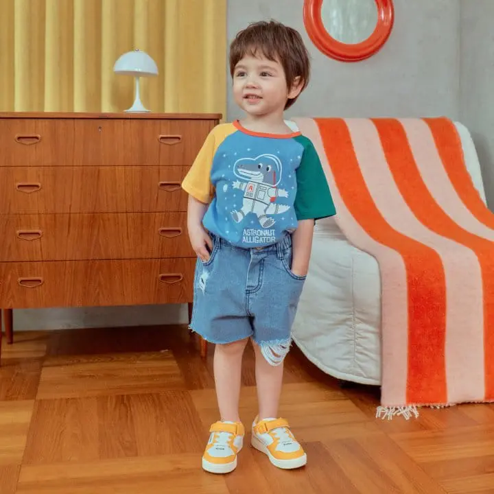 1St Blue - Korean Children Fashion - #kidzfashiontrend - Space Animal Tee 