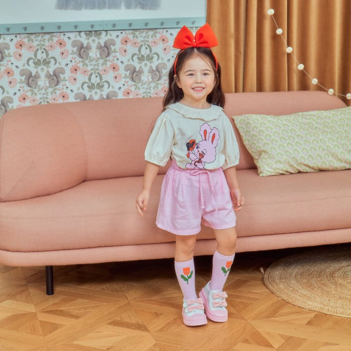 1St Blue - Korean Children Fashion - #minifashionista - Neck Frill Puff Tee 