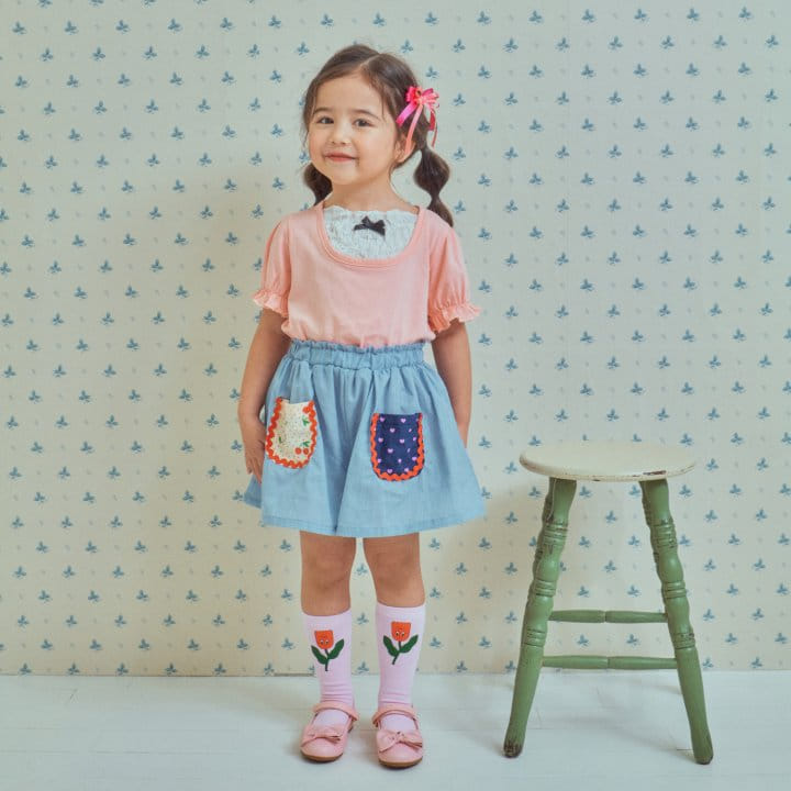 1St Blue - Korean Children Fashion - #prettylittlegirls - Bolero Shirring Tee