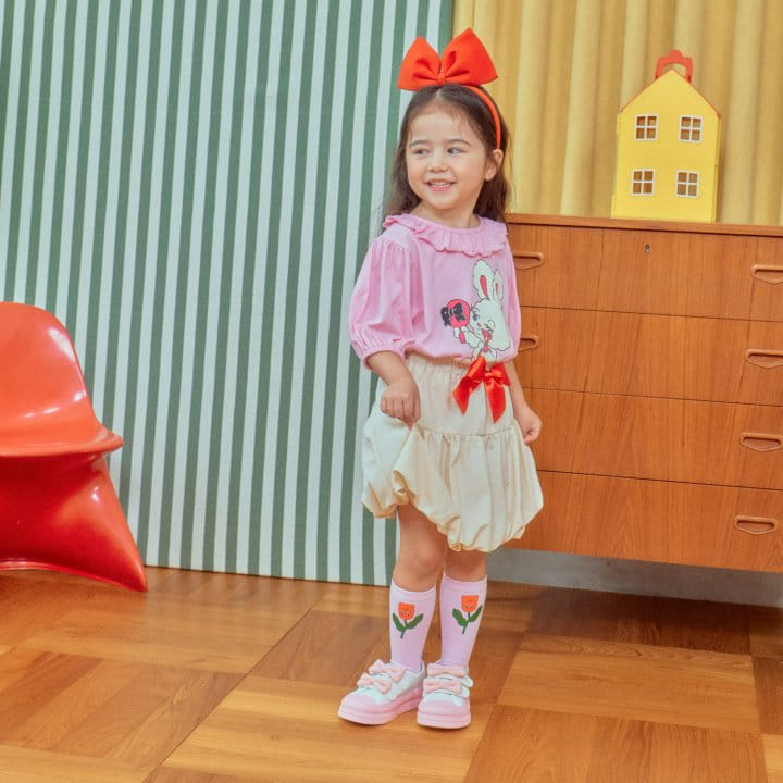 1St Blue - Korean Children Fashion - #stylishchildhood - Neck Frill Puff Tee  - 5