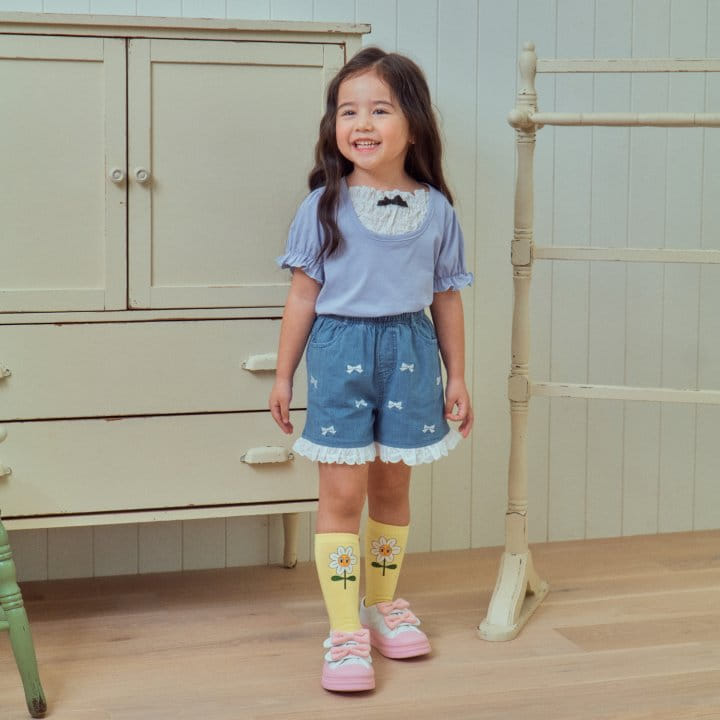 1St Blue - Korean Children Fashion - #toddlerclothing - Bolero Shirring Tee - 4