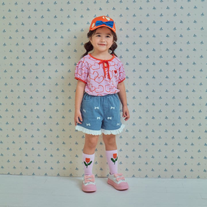 1St Blue - Korean Children Fashion - #todddlerfashion - Heart Kkiri Puff Tee