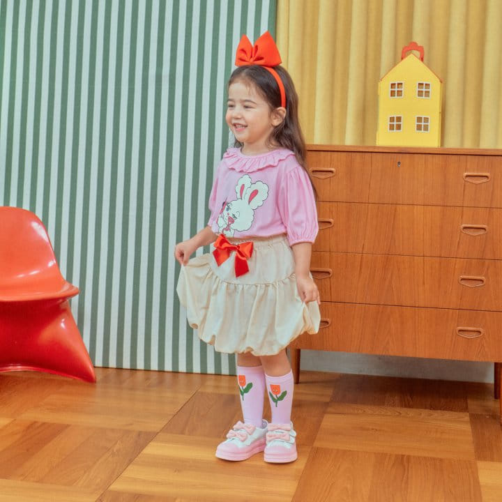 1St Blue - Korean Children Fashion - #todddlerfashion - Neck Frill Puff Tee  - 4