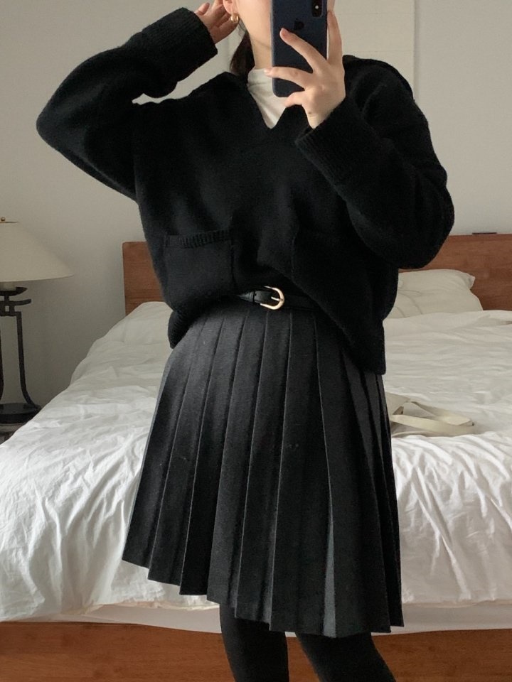 kaite Collar Pocket Knit kaite Collar Pocket Knit