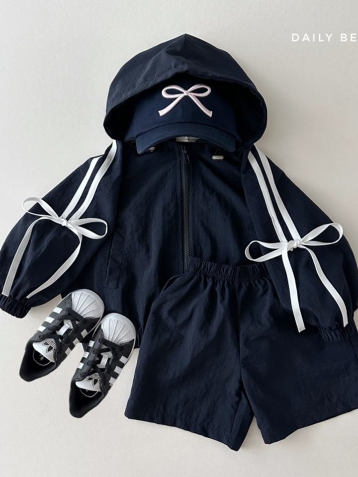 Ribbon Windbreaker Top Bottom Set Muzi