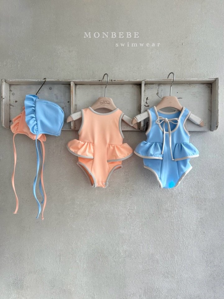 Neon Frill Swim Body Suit with Bonnet