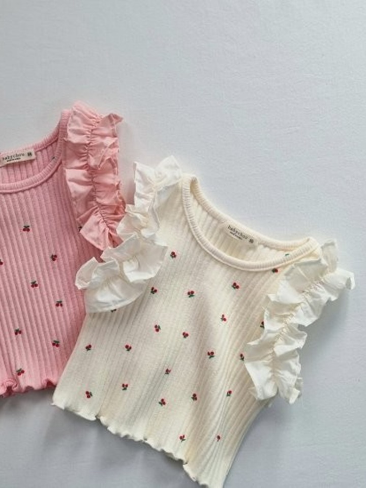 Cherry Frill Sleeveless Tee
