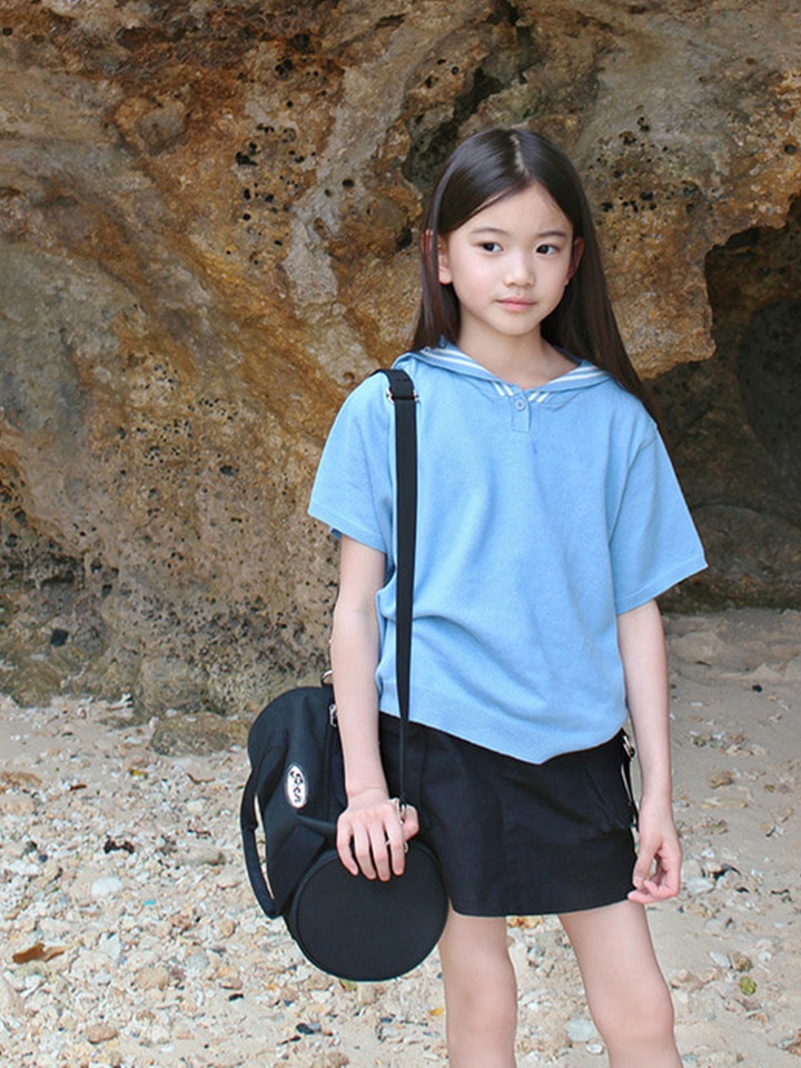 Sailor Collar Short Sleeve Knit Pullover