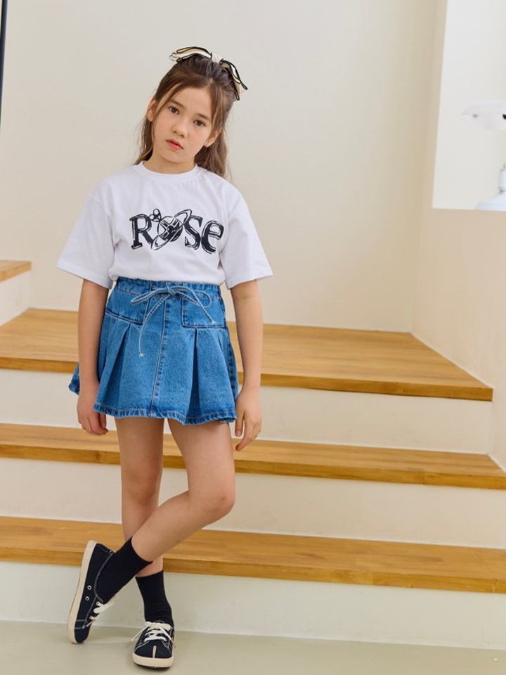 Wrinkle Denim Flare Skirt Pants