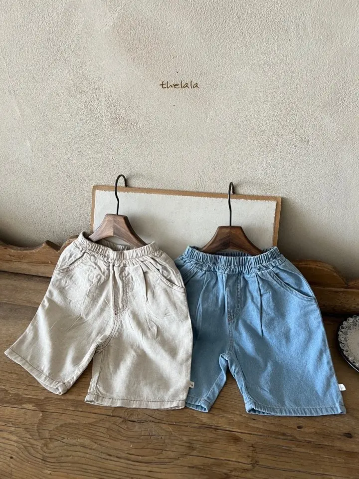 Linen Denim Cropped Shorts