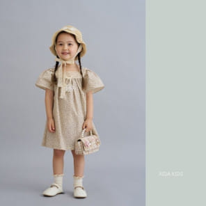 Aida - Korean Children Fashion - #prettylittlegirls - Square Neck Flower One-Piece