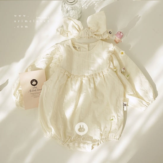 Arim Closet - Korean Children Fashion - #Kfashion4kids - Lovely Cream Lace C  Premium Baby Bodysuit