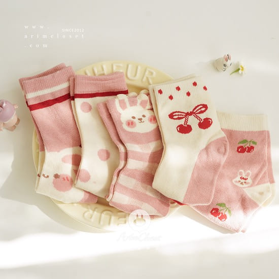 Arim Closet - Korean Children Fashion - #childrensboutique - Bunny Cherry Cute Socks  - 2