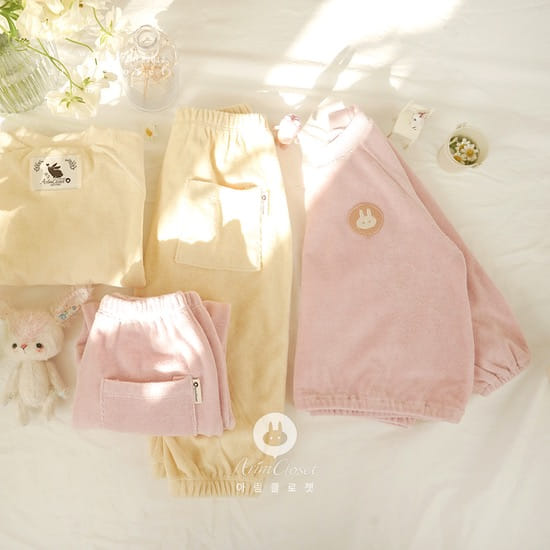 Arim Closet - Korean Children Fashion - #kidsshorts - Pink Light Yellow C Top Bottom Cute Set