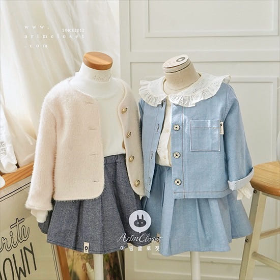 Arim Closet - Korean Children Fashion - #stylishchildhood - Light Blue Deep Blue Denim Baby C Skirt