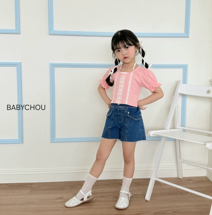 Babychou - Korean Children Fashion - #childofig - V Lace Tee - 10