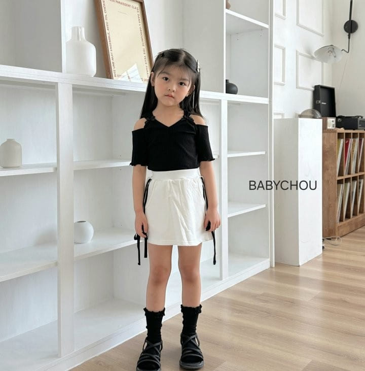 Babychou - Korean Children Fashion - #designkidswear - Two Line Ribbon Skirt - 5