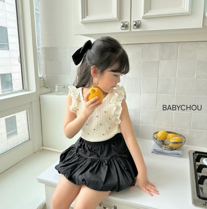 Babychou - Korean Children Fashion - #discoveringself - Cherry Frill Sleeveless Tee - 8