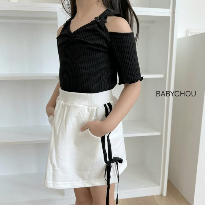 Babychou - Korean Children Fashion - #fashionkids - Two Line Ribbon Skirt - 7