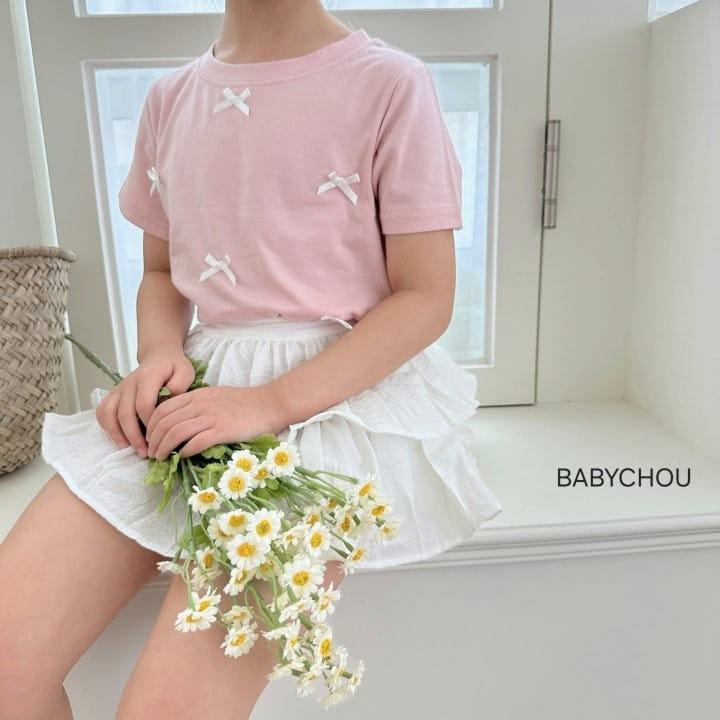 Babychou - Korean Children Fashion - #kidsshorts - Shu Ribbon Tee - 11