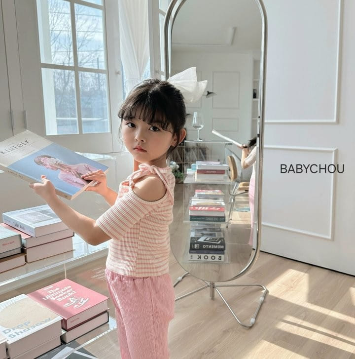 Babychou - Korean Children Fashion - #kidsstore - Hool Ribbon Tee - 6