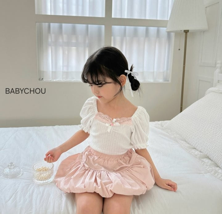 Babychou - Korean Children Fashion - #kidsstore - Alie  Puff Tee - 5