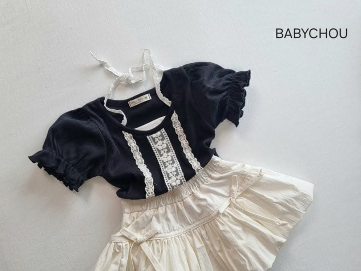 Babychou - Korean Children Fashion - #littlefashionista - V Lace Tee - 4