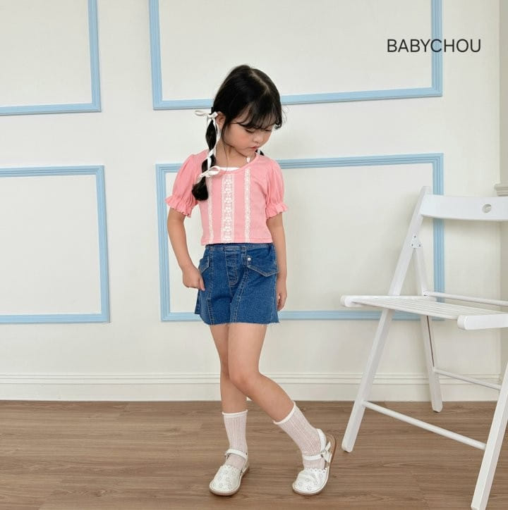 Babychou - Korean Children Fashion - #stylishchildhood - V Lace Tee - 9