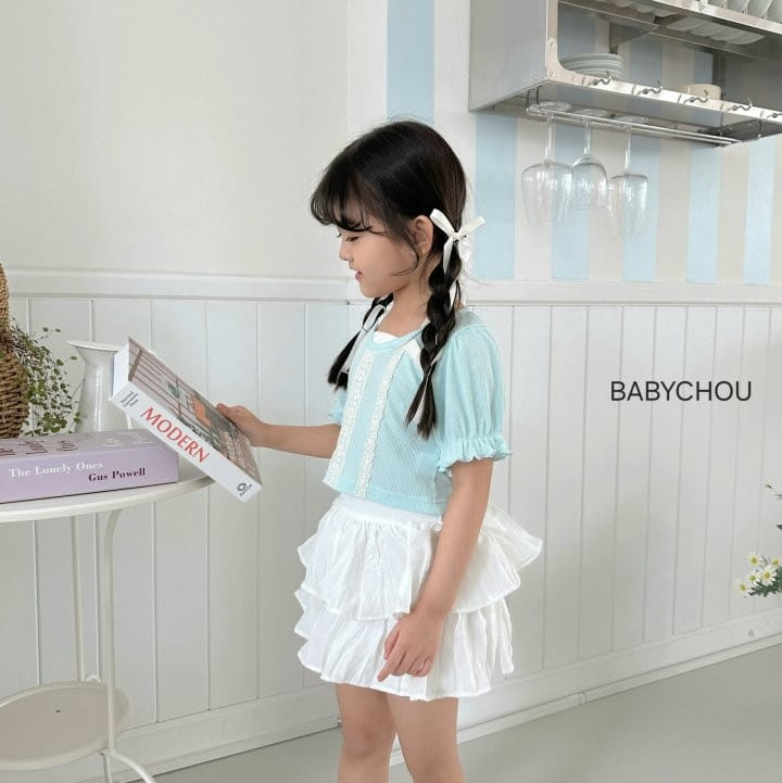 Babychou - Korean Children Fashion - #todddlerfashion - V Lace Tee - 7