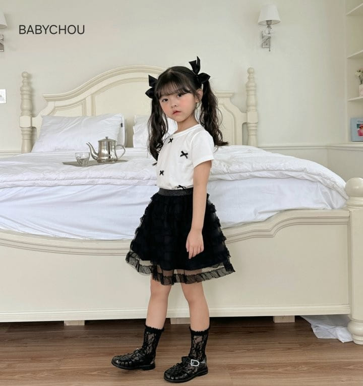 Babychou - Korean Children Fashion - #todddlerfashion - Shu Ribbon Tee - 3