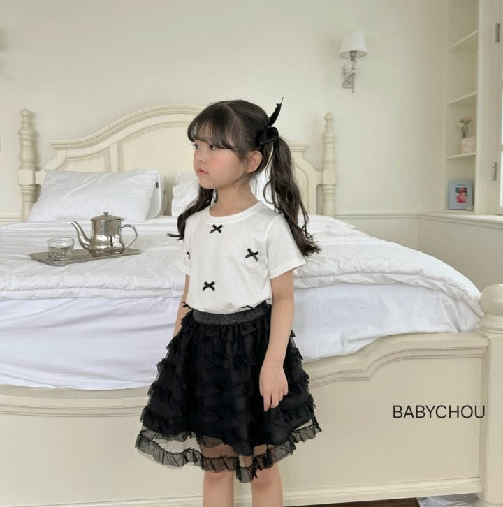 Babychou - Korean Children Fashion - #todddlerfashion - Shu Ribbon Tee - 4