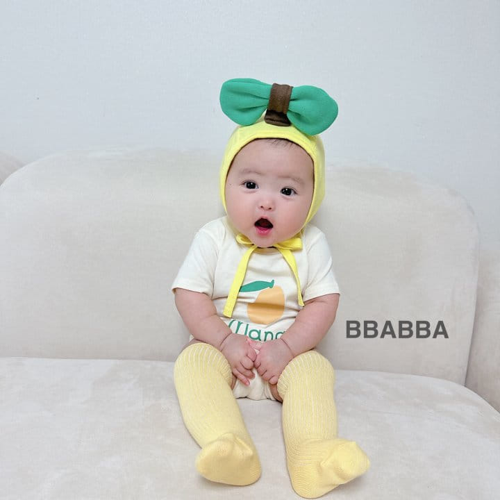 Bbabba - Korean Baby Fashion - #smilingbaby - Mini Mango Body Suit Bonnet Set - 4