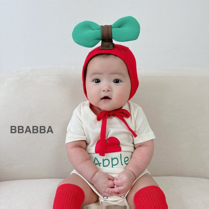 Bbabba - Korean Baby Fashion - #babyboutique - Mini Apple Body Suit Bonnet Set - 3
