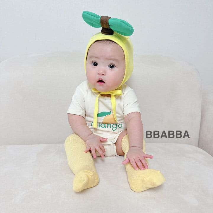 Bbabba - Korean Baby Fashion - #babyclothing - Mini Mango Body Suit Bonnet Set - 6