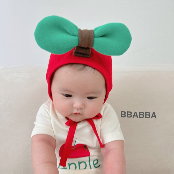 Bbabba - Korean Baby Fashion - #babyclothing - Mini Apple Body Suit Bonnet Set - 5