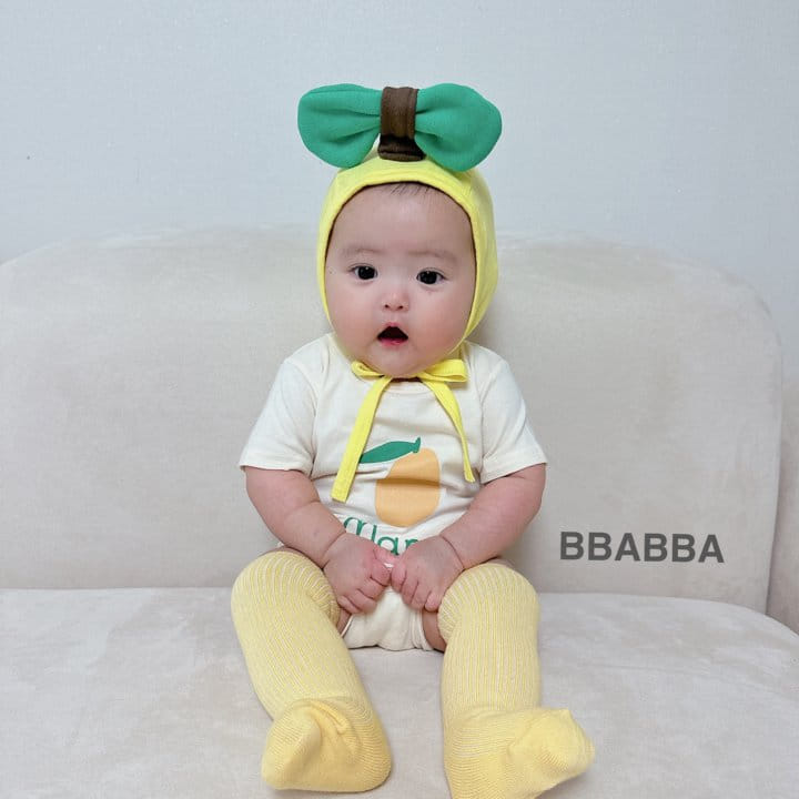 Bbabba - Korean Baby Fashion - #babyfashion - Mini Mango Body Suit Bonnet Set - 7