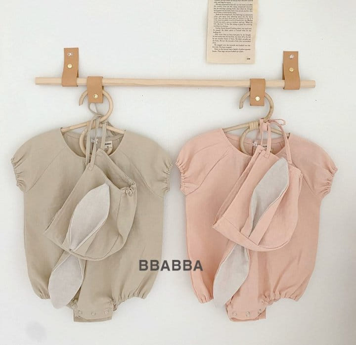 Bbabba - Korean Baby Fashion - #babygirlfashion - Linen Summer Rabbit Body Suit Bonnet Set
