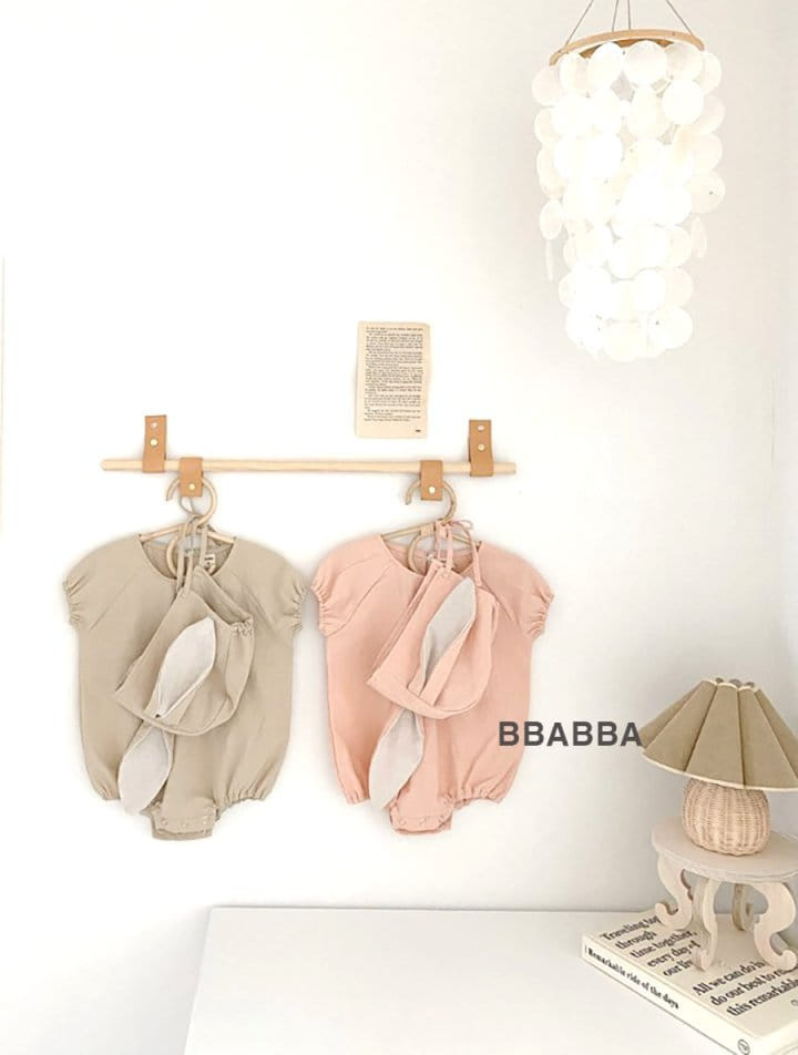 Bbabba - Korean Baby Fashion - #babylifestyle - Linen Summer Rabbit Body Suit Bonnet Set - 2