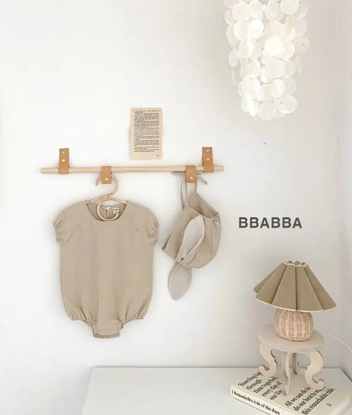 Bbabba - Korean Baby Fashion - #babyoninstagram - Linen Summer Rabbit Body Suit Bonnet Set - 3