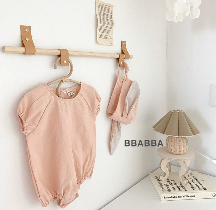 Bbabba - Korean Baby Fashion - #babyoutfit - Linen Summer Rabbit Body Suit Bonnet Set - 5